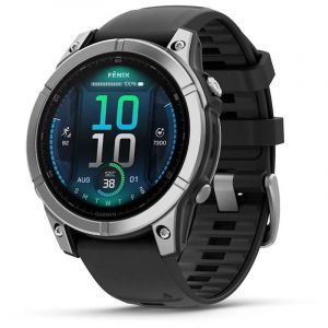 Montre intelligente Garmin Fenix E 47 mm en acier inoxydable avec bracelet en silicone noir
