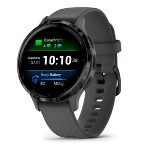 Montre connectée Garmin Venu 3S, lunette en acier inoxydable gris de 41 mm, boîtier et bracelet en silicone gris