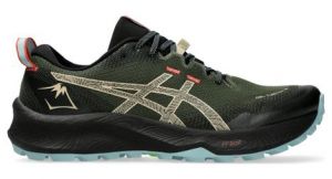 Chaussures trail asics gel trabuco 12 khaki noir bleu homme