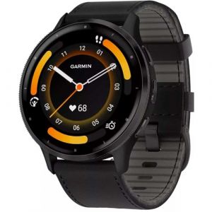 Garmin Venu 3 010-02784-52 Montre Intelligente en Acier Inoxydable avec boîtier Noir et Bracelet en Cuir