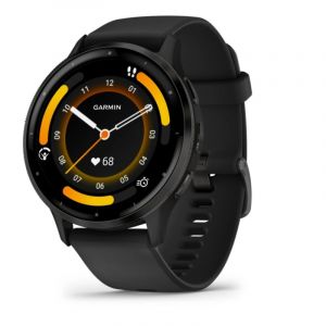 Garmin Venu 3 Smartwatch 45 mm Lunette en acier inoxydable noir avec étui et bracelet en silicone noir