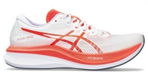 Chaussures de running femme asics magic speed 3 blanc rouge