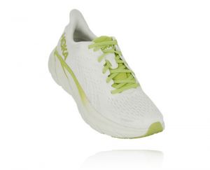 HOKA Clifton 8 Chaussures de Route pour Femmes en Green Glow/Bright White