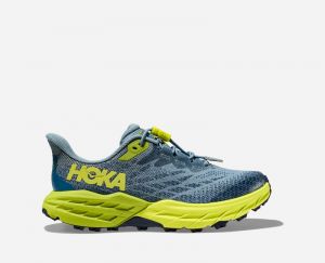 HOKA Speedgoat 5 Chaussures pour Enfant en Stone Blue/Dark Citron Taille 39 1/3 | Trail