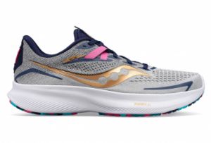 Chaussures Running Saucony Ride 15 Prospect Blanc Or Bleu Homme