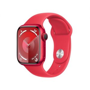 Apple Watch Series 9 (41 mm GPS) Smartwatch avec boîtier Aluminium et Bracelet Sport (Product) Red (M/L). Suivi de l?activité Physique
