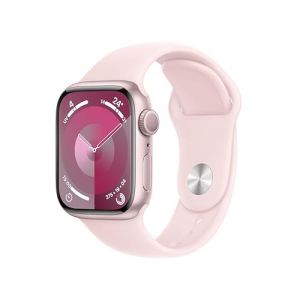 Apple Watch Series 9 (41 mm GPS) Smartwatch avec boîtier Aluminium Rose et Bracelet Sport Rose pâle (S/M). Suivi de l?activité Physique