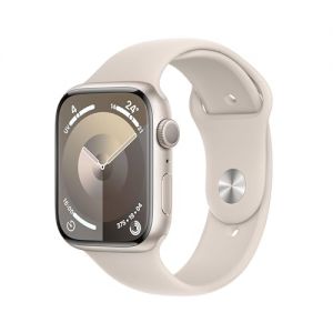 Apple Watch Series 9 (45 mm GPS) Smartwatch avec boîtier Aluminium et Bracelet Sport lumière stellaire (S/M). Suivi de l?activité Physique