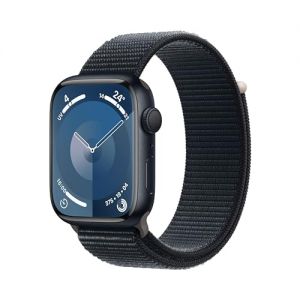 Apple Watch Series 9 (45 mm GPS) Smartwatch avec boîtier en aluminium et Boucle Sport minuit. Suivi de l?activité physique