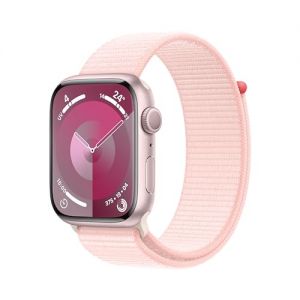 Apple Watch Series 9 (45 mm GPS) Smartwatch avec boîtier en Aluminium Rose et Boucle Sport Rose pâle. Suivi de l?activité Physique