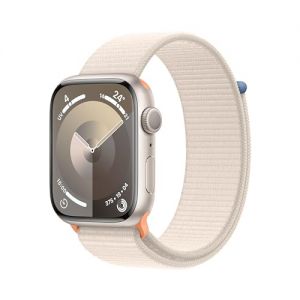 Apple Watch Series 9 (45 mm GPS) Smartwatch avec boîtier en Aluminium et Boucle Sport lumière stellaire. Suivi de l?activité Physique