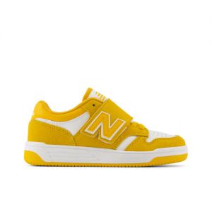 New Balance Enfant 480 Bungee Lace with Top Strap en Jaune/Blanc, Synthetic, Taille 30.5