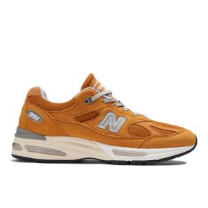 New Balance Unisexe MADE in UK 991v2 Brights Revival en Jaune/Gris/Blanc, Suede/Mesh, Taille 42.5 Large