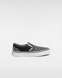 VANS Chaussures Checkerboard Classic Slip-on Junior (4-8 Ans) ((checkerboard) Blk/pewter) Enfant Noir, Taille 31