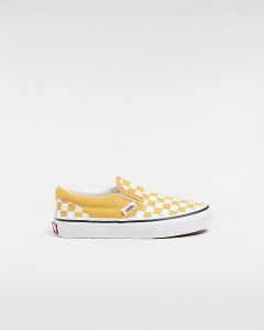 VANS Chaussures Kids Classic Slip-on Checkerboard Enfant (4-8 Ans) (color Theory Checkerboard Golden Glow) Enfant Jaune, Taille 31