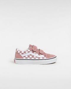VANS Chaussures Old Skool V Checkerboard Junior (4-8 Ans) (color Theory Checkerboard Withered Rose) Enfant Rose, Taille 27.5