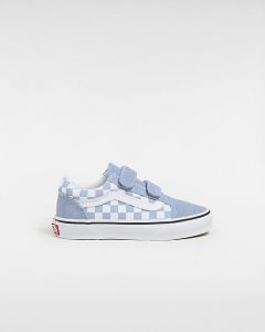 VANS Chaussures Old Skool V Checkerboard Junior (4-8 Ans) (color Theory Checkerboard Dusty Blue) Enfant Bleu, Taille 31