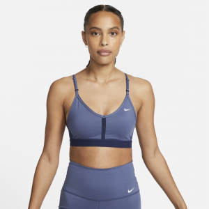 Brassière de sport rembourrée à maintien léger et col en V Nike Indy pour femme - Bleu